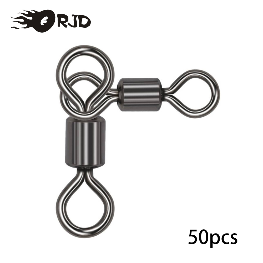 Fishing Swivel Connector - ORJD 10–50 Stück 3-Wege-Angelwirbel Snap Rolling