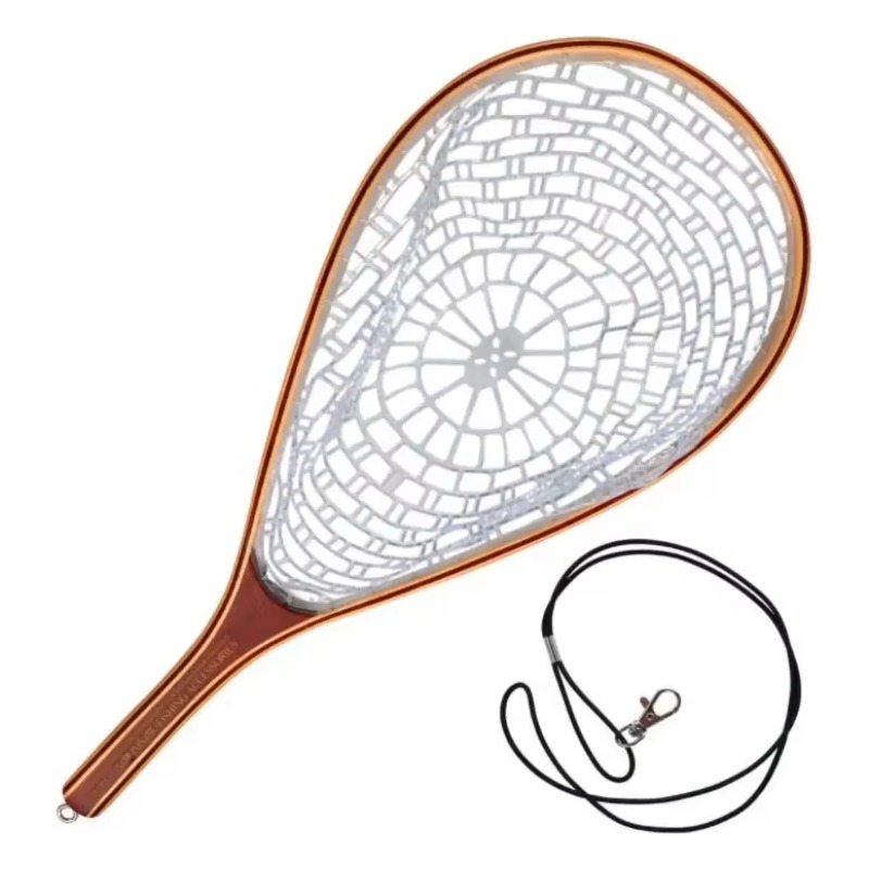 Fishing Net - Komfortabler 1-Zoll-Fliegenfischer-Landungsnetz mit Holzgriff und Weichem