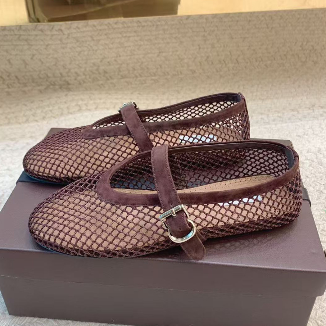 Fishing Net - Freizeit-Flache Ballettschuhe aus echtem Leder mit