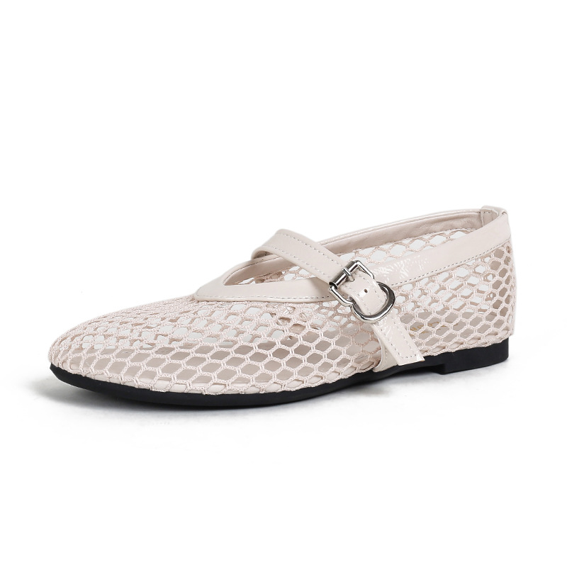 Fishing Net - Flache, ausgehöhlte neue Sandalen für Damen,
